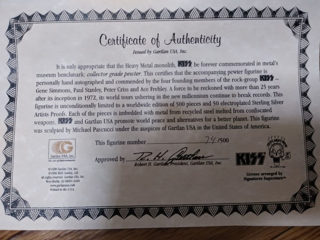 KISS 直筆 サイン入りスタチュー 限定74/500