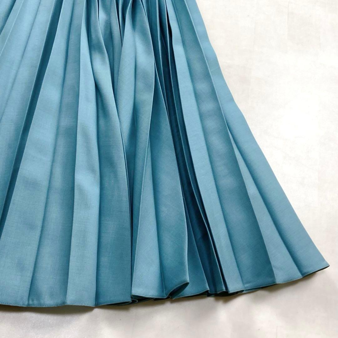 極美品 現行タグ FENDI モヘア プリーツスカート ロング ターコイズブルー