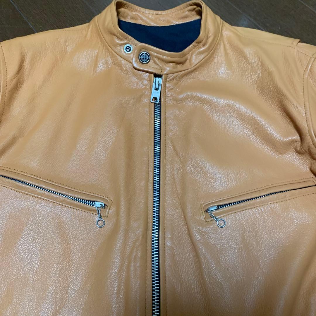 牛皮 シングル ライダース レザー ジャケット 本革 バイカー