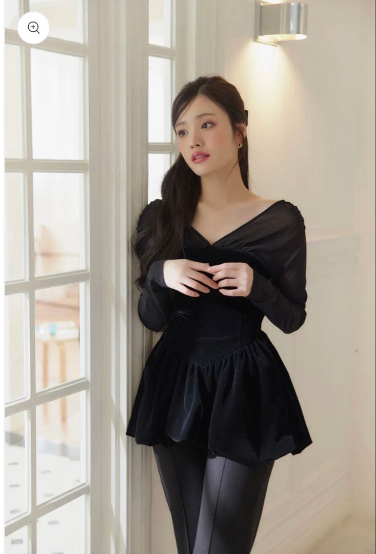 ◎即購入　polaura ベロアビスチェバルーントップス　ブラック