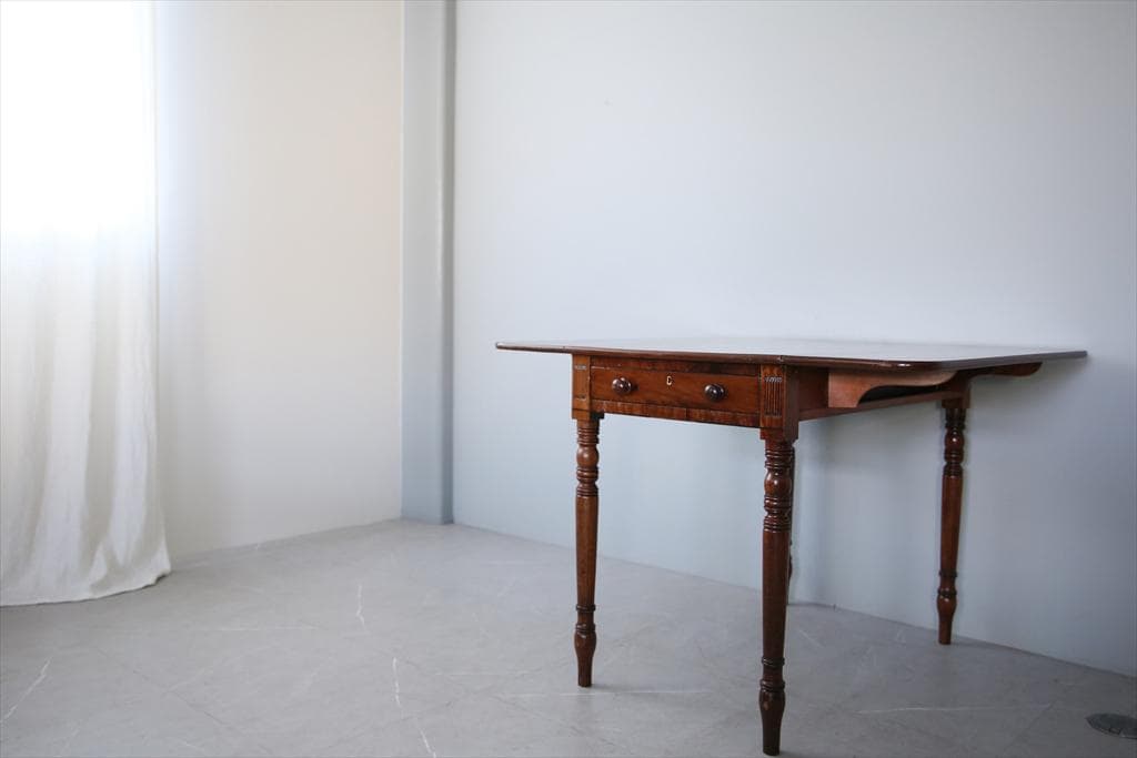 英国アンティーク木製ドロップリーフテーブル/バタフライ/ダイニング机(92-34