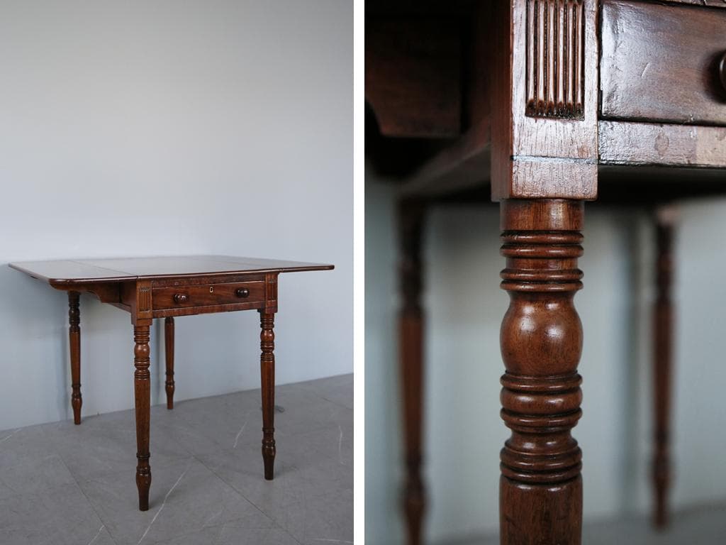 英国アンティーク木製ドロップリーフテーブル/バタフライ/ダイニング机(92-34