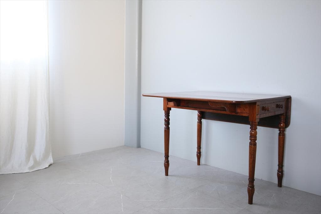 英国アンティーク木製ドロップリーフテーブル/バタフライ/ダイニング机(92-34