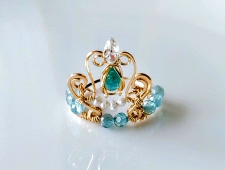 Kgf14 希少 宝石ルース パライバトルマリン ハーキマー クラウン リング