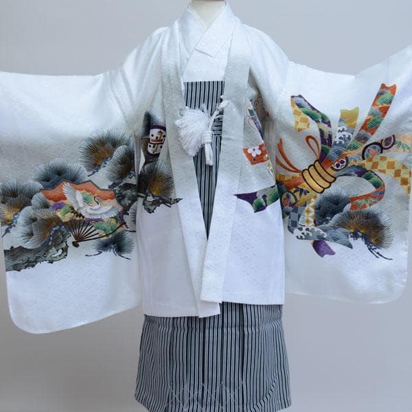 七五三 五歳 男児 羽織袴フルセット 着物 祝着 縞袴 NO21437