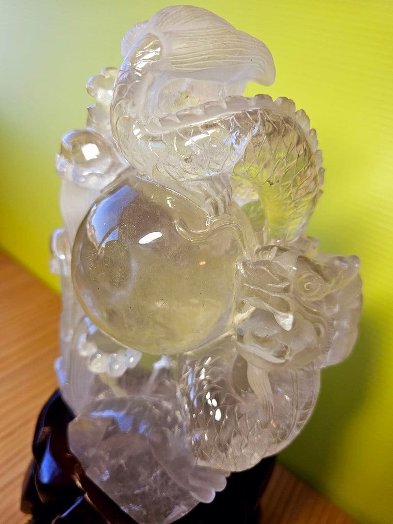 超巨大‼️虹入り✡️マニカラン産 龍神水晶とゴールドルチル丸玉の2点セット