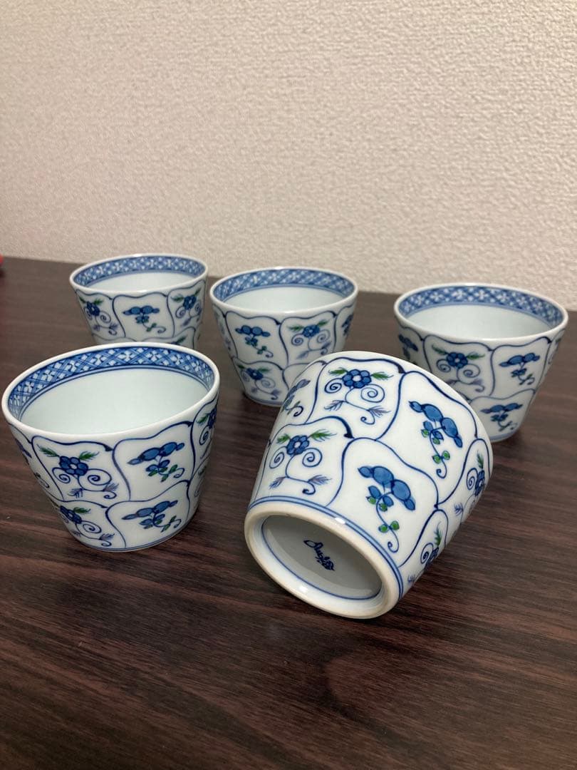 源右衛門窯　染錦なずな紋　蕎麦猪口