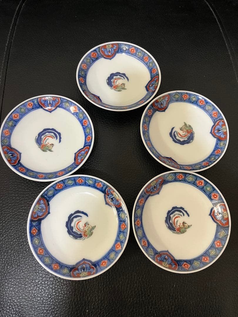 蓮十二代 酒井田柿右衛門 染錦渕地紋 豆皿5枚