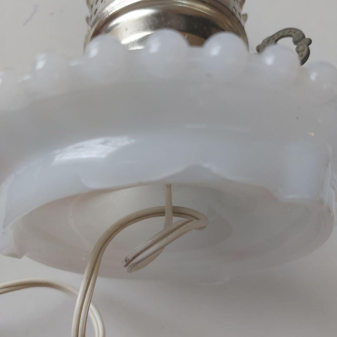 ヴィンテージ ミルクガラス ホブネイル ランプ アンティーク