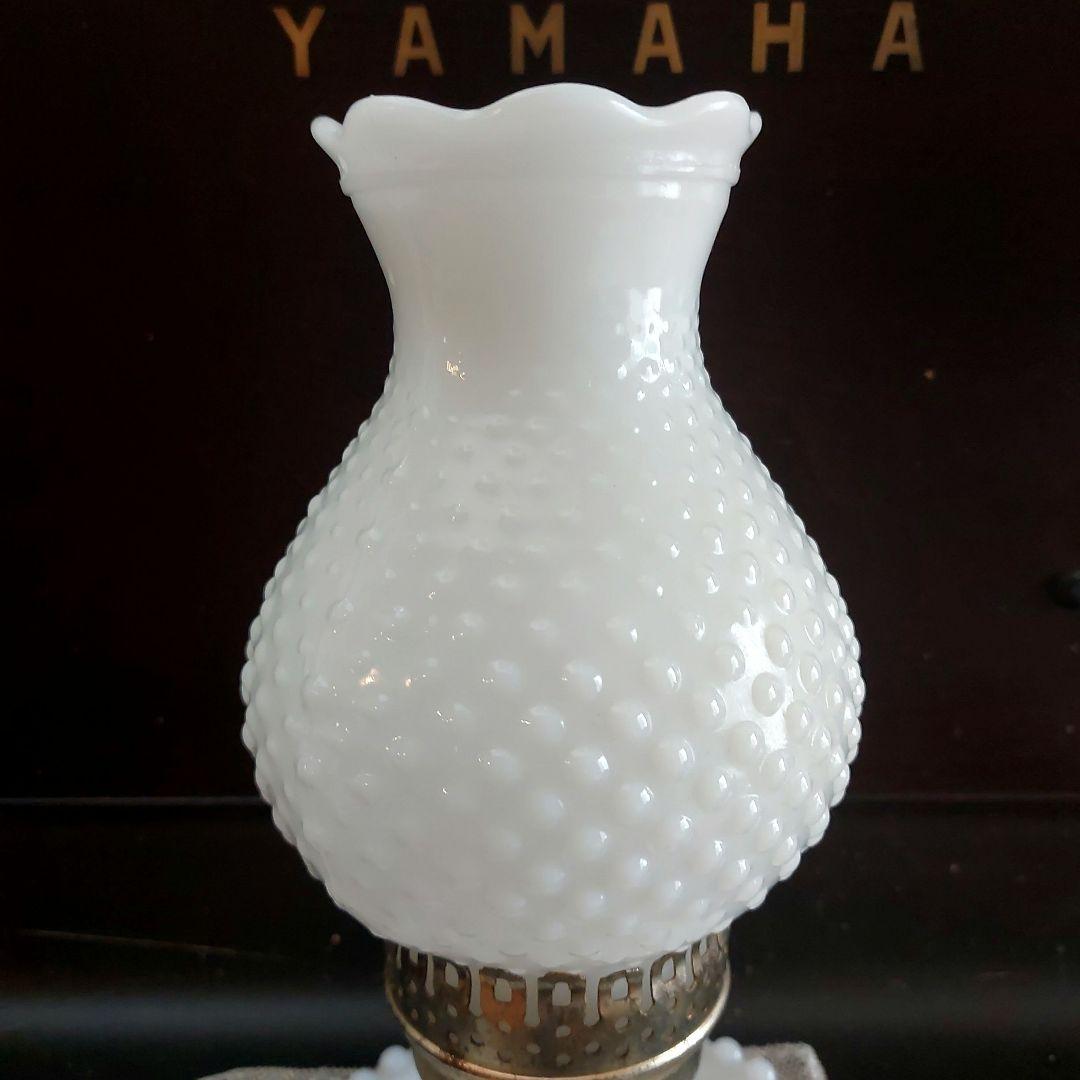 ヴィンテージ ミルクガラス ホブネイル ランプ アンティーク