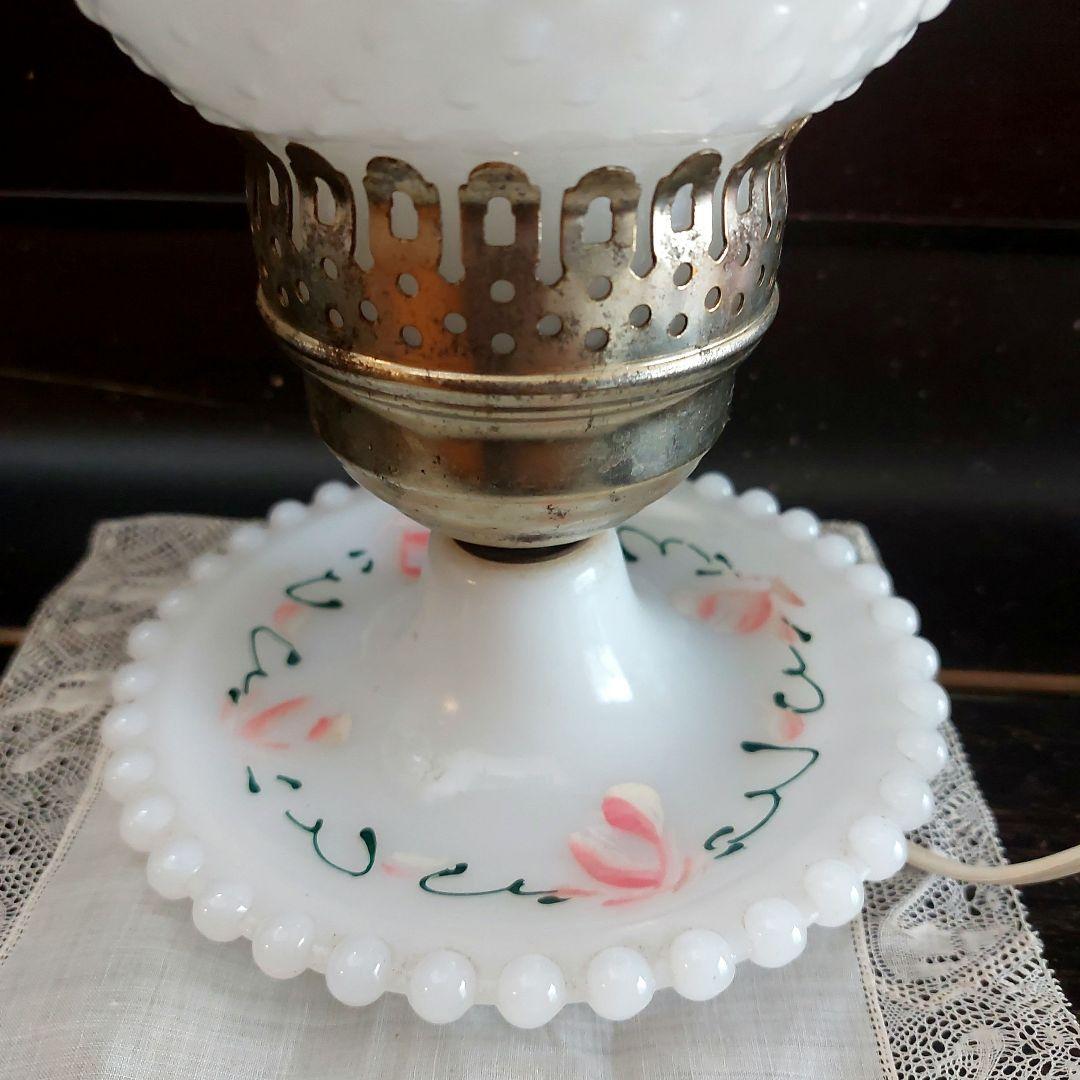 ヴィンテージ ミルクガラス ホブネイル ランプ アンティーク