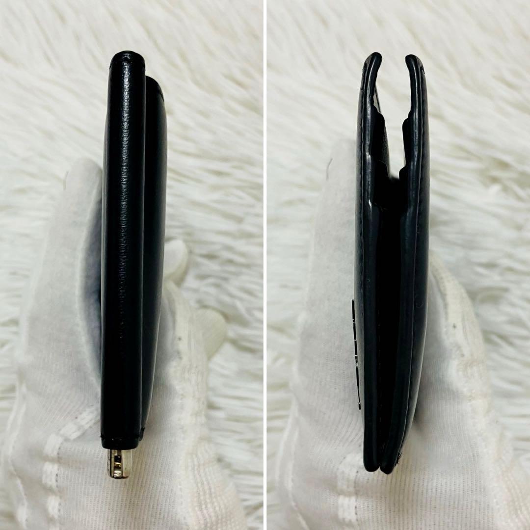 極美✨サンローラン マネークリップ レザー ロゴ金具 カサンドラ ブラック