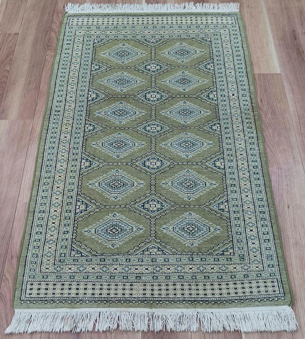 専用 Y2208 パキスタン絨毯 ウール×コットン 手織り 139×89㎝