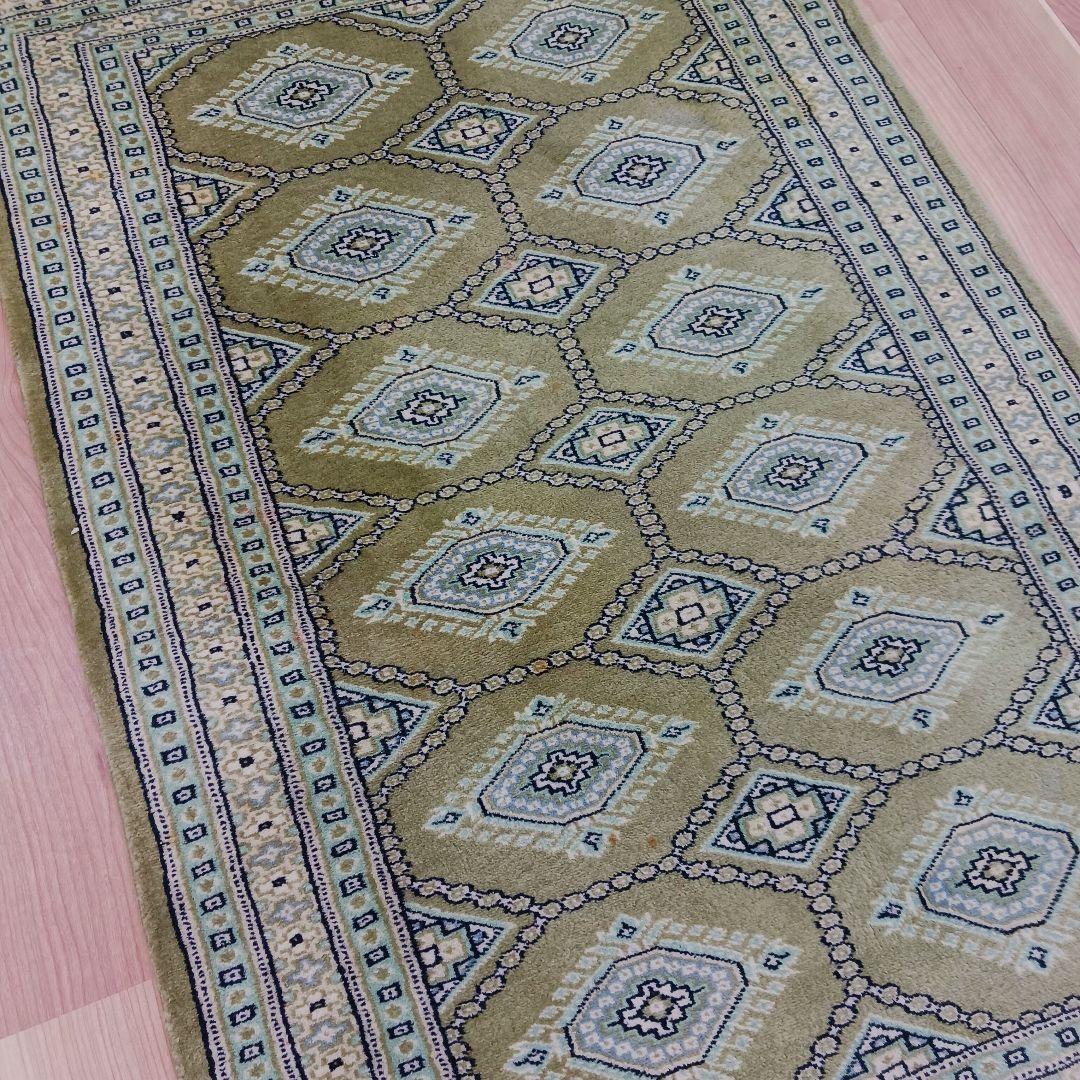 専用 Y2208 パキスタン絨毯 ウール×コットン 手織り 139×89㎝