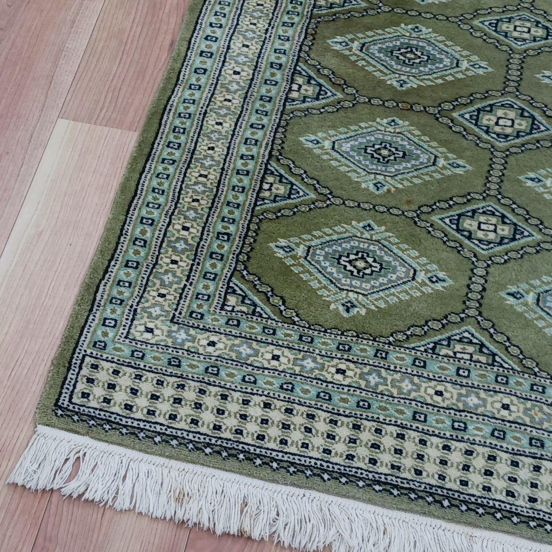 専用 Y2208 パキスタン絨毯 ウール×コットン 手織り 139×89㎝