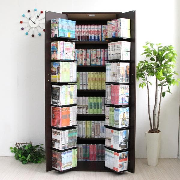 《新品・送料無料》ＤＶＤ・ＣＤ・コミック書棚ストッカー収納庫　ブラウン