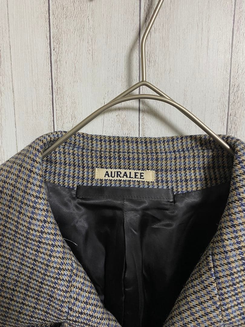 オーラリー 19AW ダブルフェイスチェック ステンカラーコート サイズ4