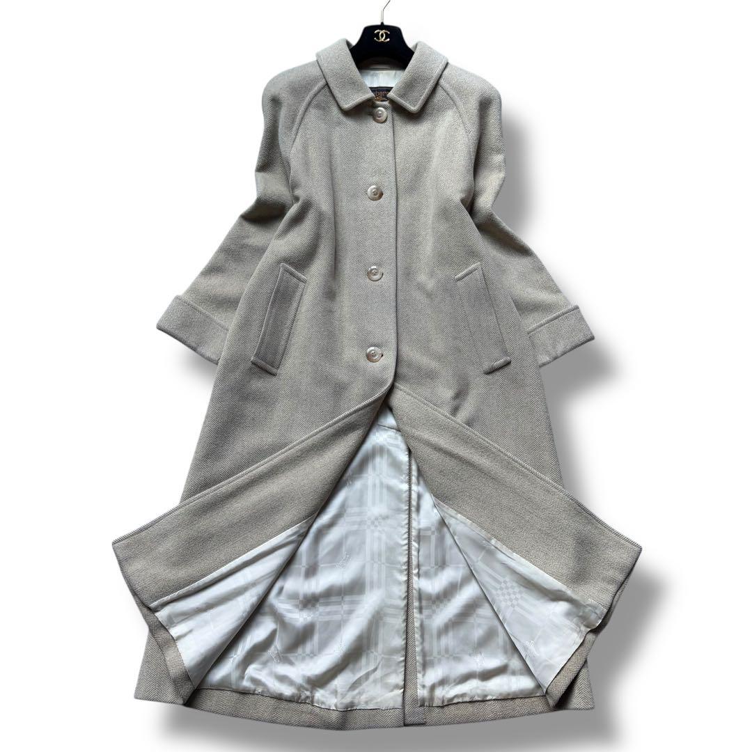 バーバリー ステンカラーコート ヘリンボーン ロング シャドーホース アイボリー