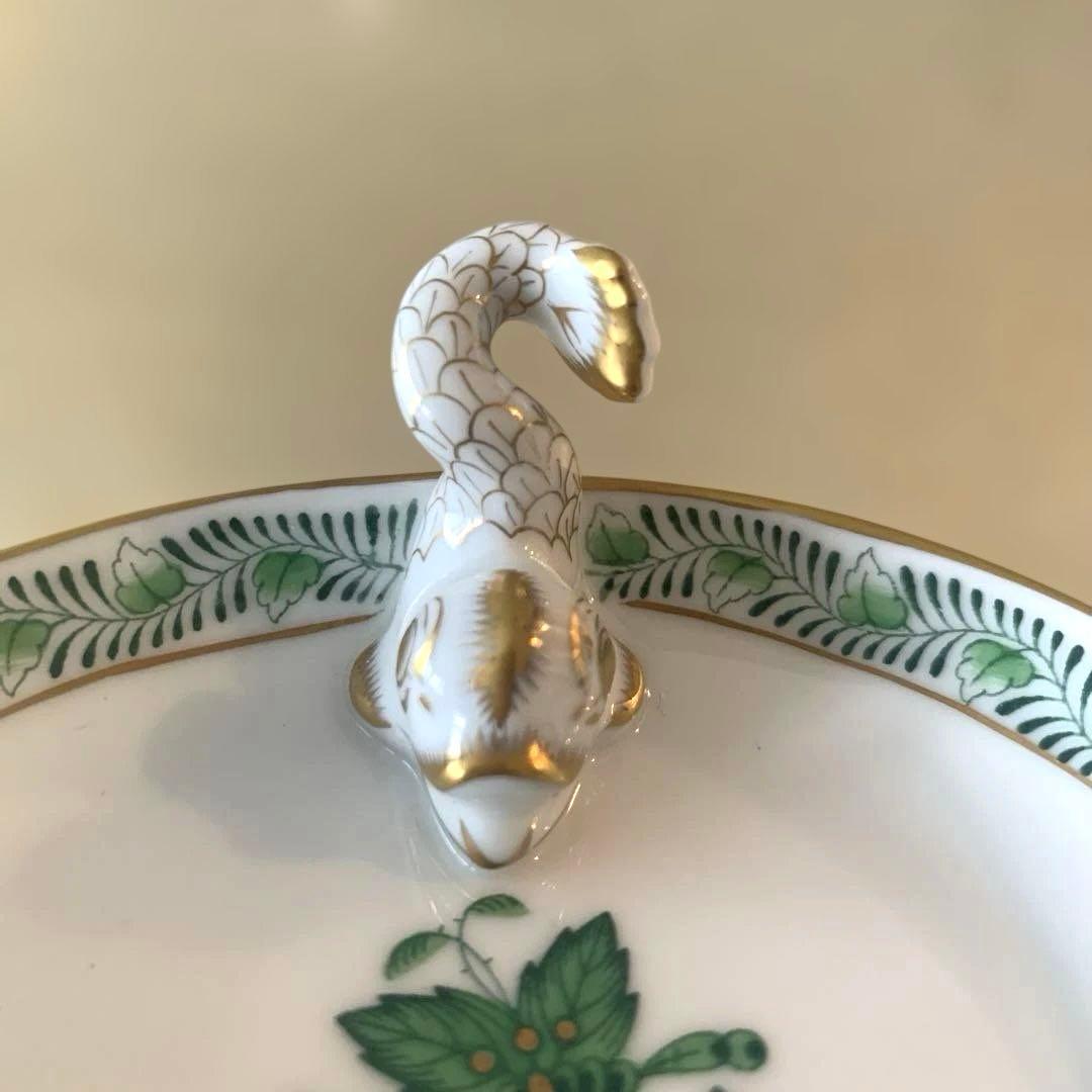 ヘレンド　アポニーグリーン　ミニ　トレイ　トレー　小皿　カードスタンド