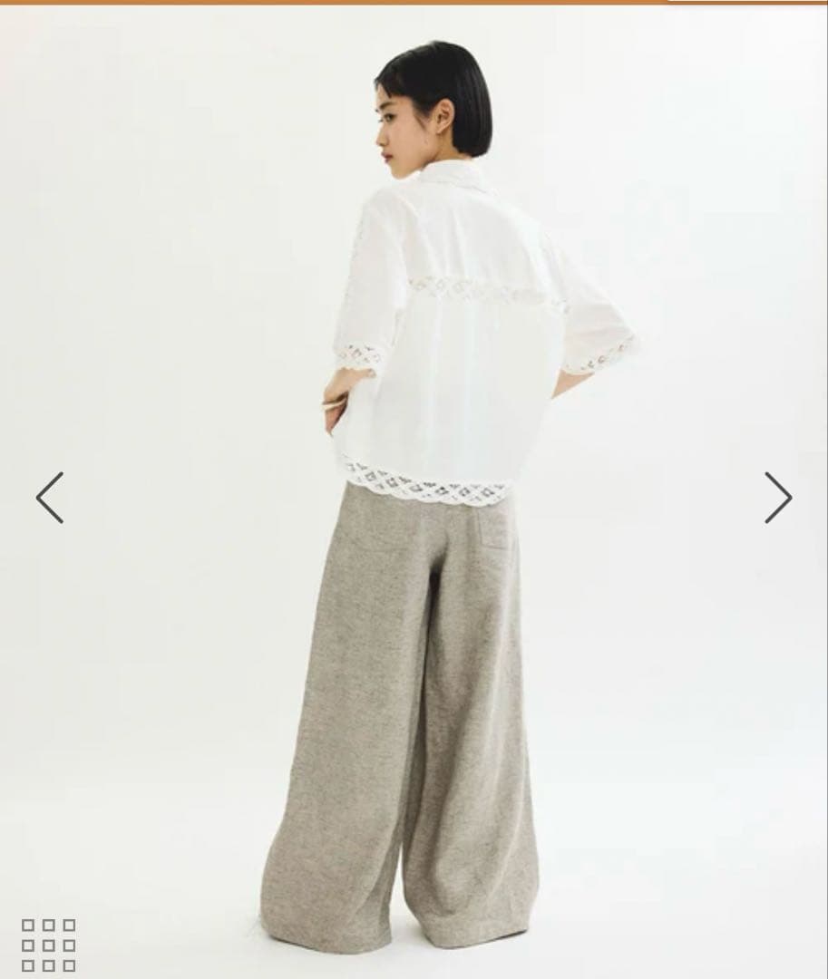 アダムエロペ　サステナブル バテンレースコンビシャツ