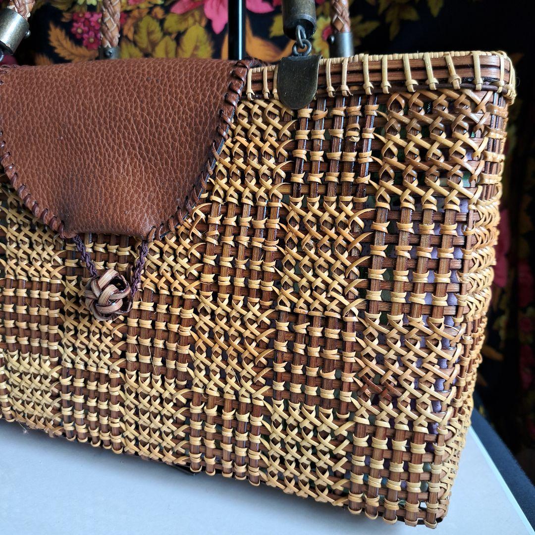 ハンドメイド 籐 籐バッグ かごバッグ ハンドバッグ