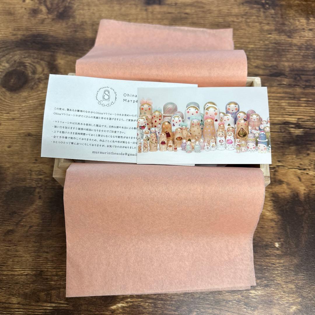 ねこマトリョーシカ　木製　白黒