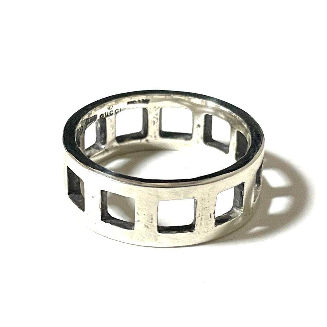 『GUCCI』　指輪 グッチ オープンスクエア シルバーリング 15号