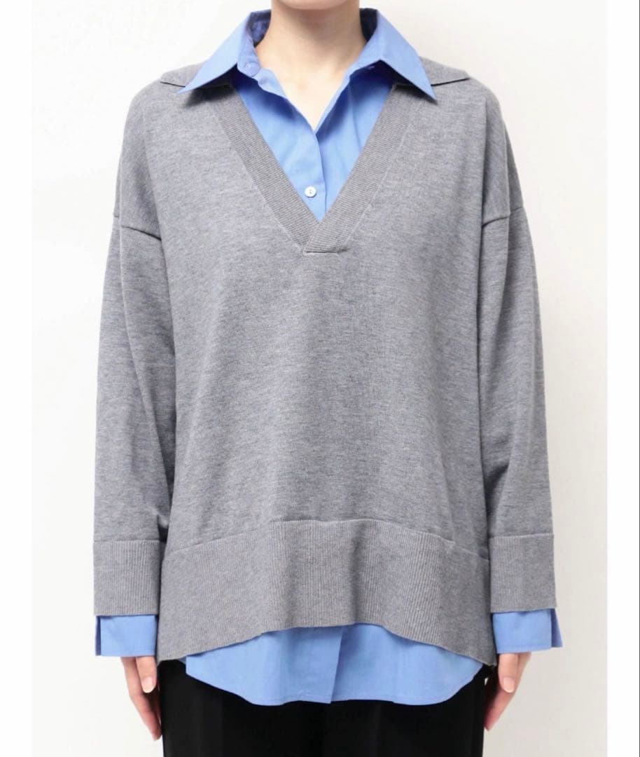 ELENDEEK シャツドッキングスキッパーニット