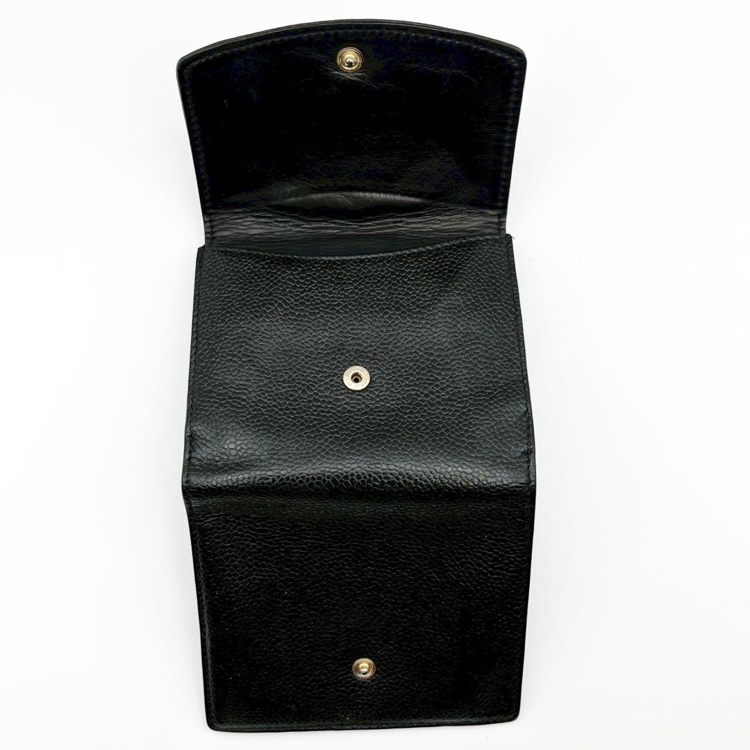 CHANEL シャネル Wホック 二つ折り財布 キャビアスキン ココマーク