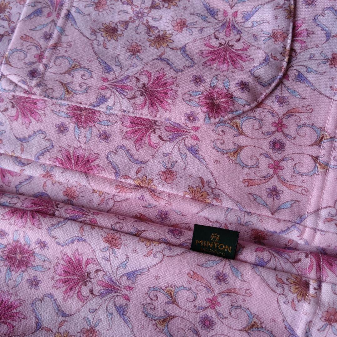 日本製　ワコールミントン花柄ピンク　あったかパジャマ 襟付き