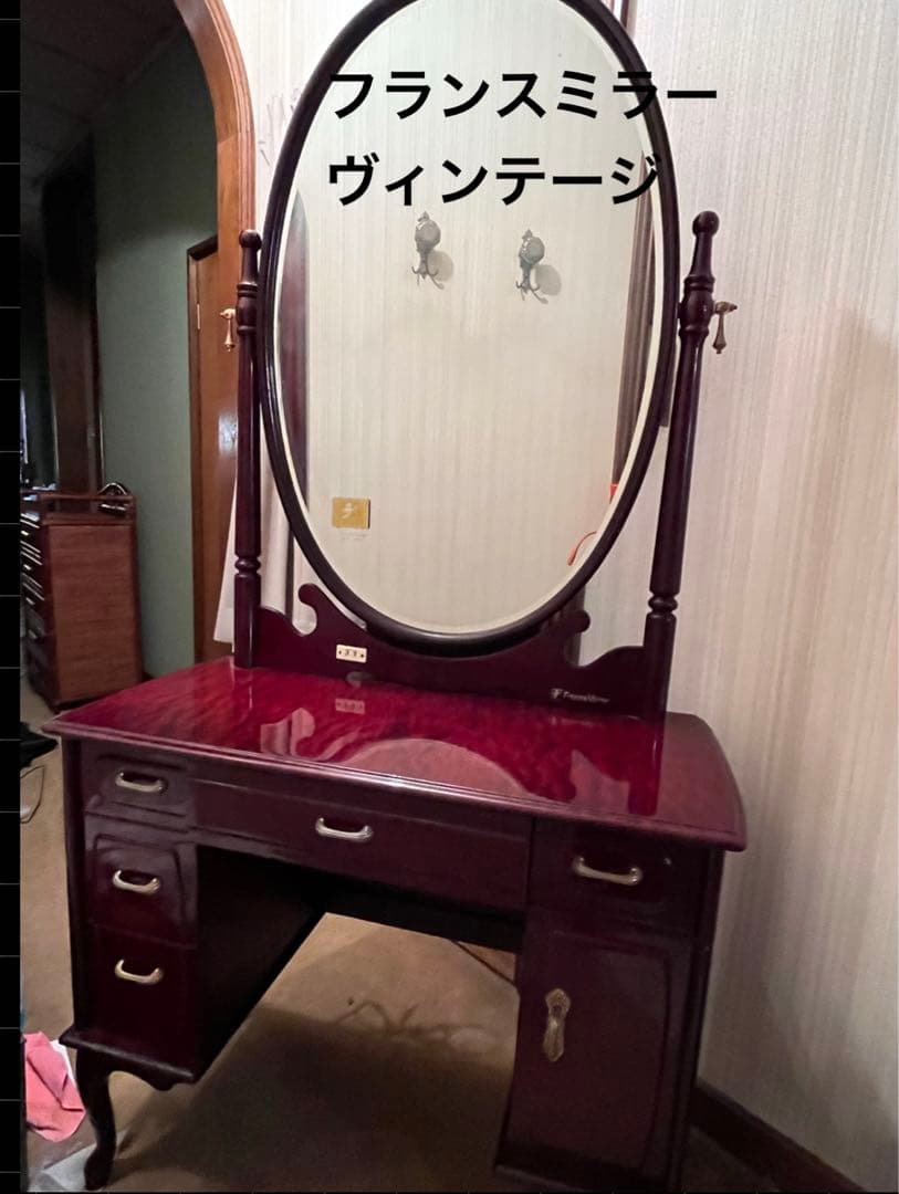 ドレッサー　ヴィンテージドレッサー　フランスミラー　ビクトリア調家　骨董家具