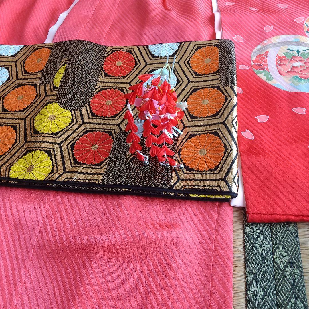 七五三 七歳 正絹着物 帯付き 長襦袢半襟付き かんざし