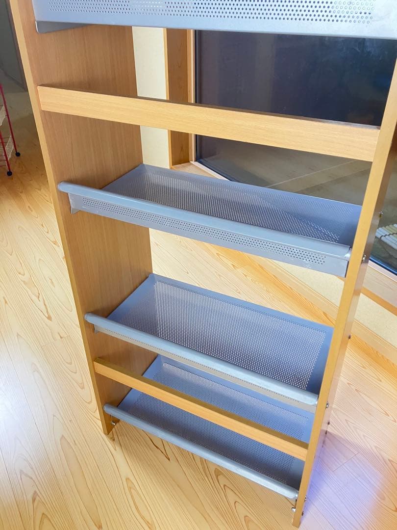 パンチングシェルフ　ウッド　スチール　棚　ビンテージ　デザイン　プランターラック