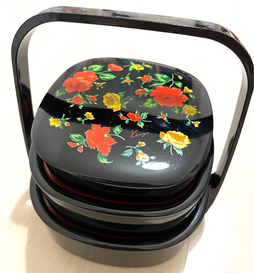 新品 KENZO ケンゾー 重箱 3段 手提げ ローズ手提入子重 おせち お重