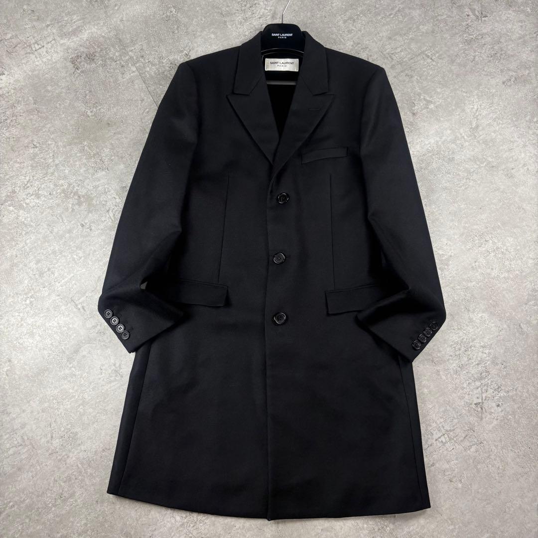 サンローランパリ　カシミヤ混　19年　チェスター　コート　48 ブラック　ウール