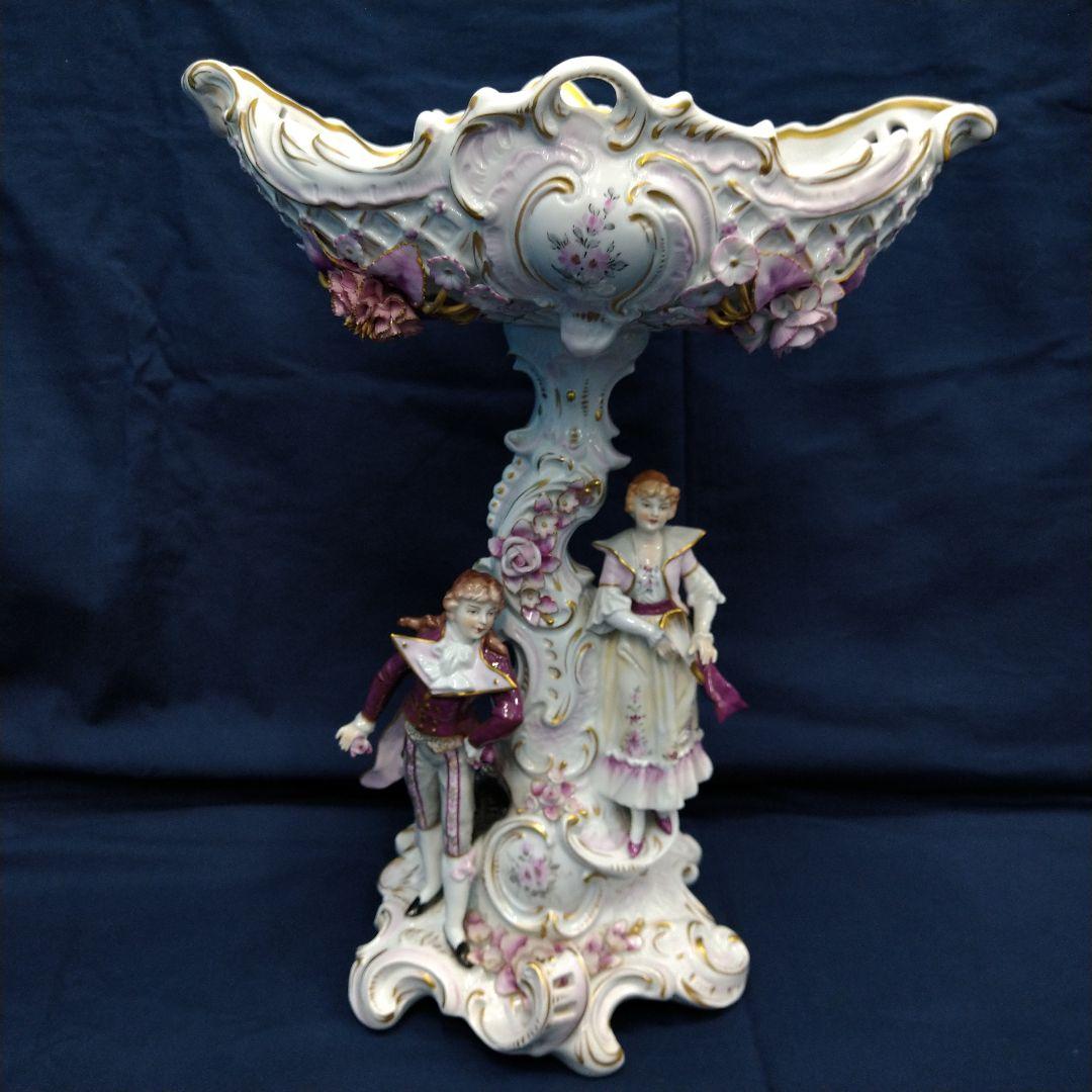 50体限定、ジッツェンドルフ(Sitzendorfer)恋人文透かしコンポート