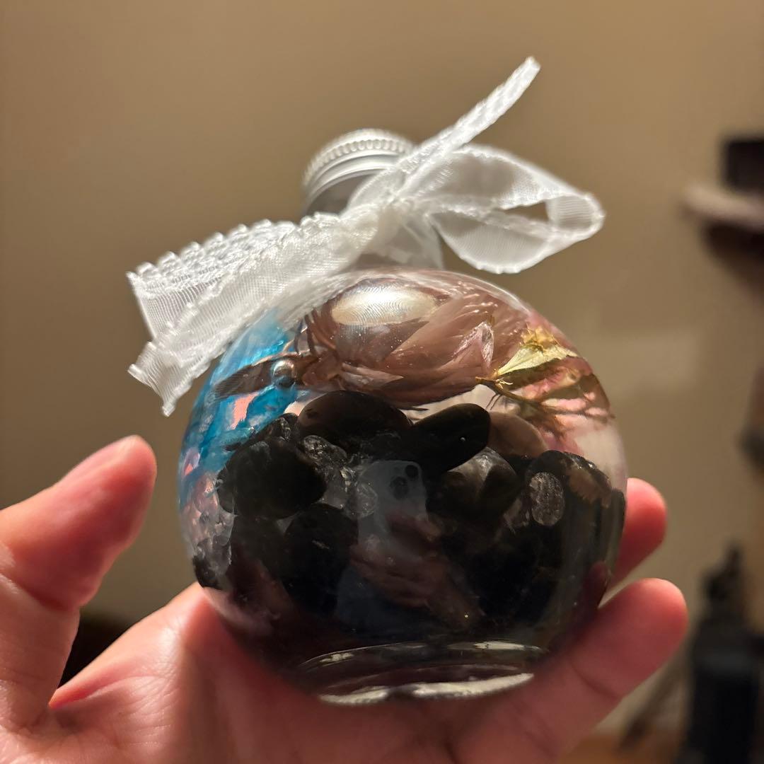 モリオンと水晶のパワーハーバリウム！悪いやつを吸う！