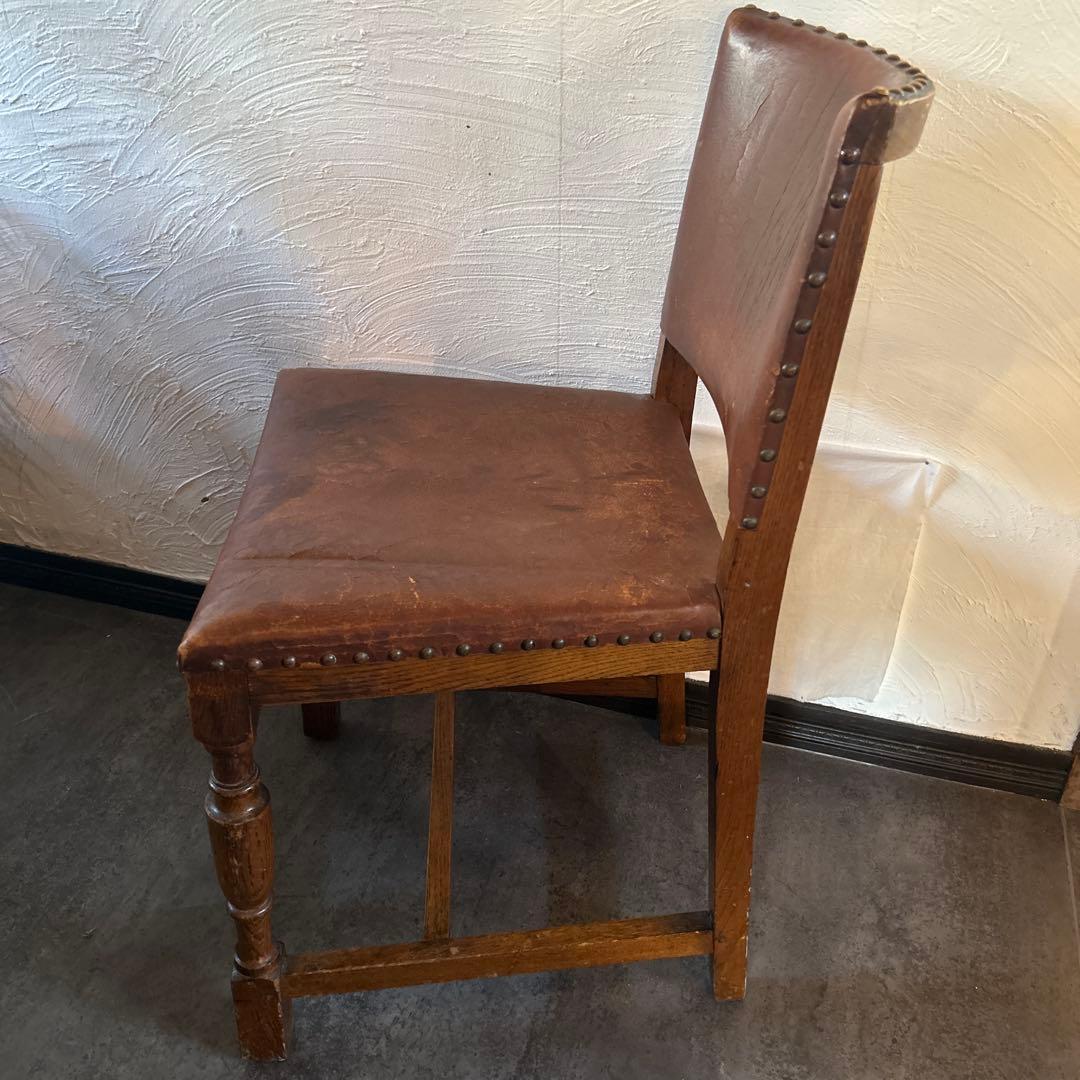 イギリス　アンティーク　チェスターフィールド　チェア　革張り　椅子