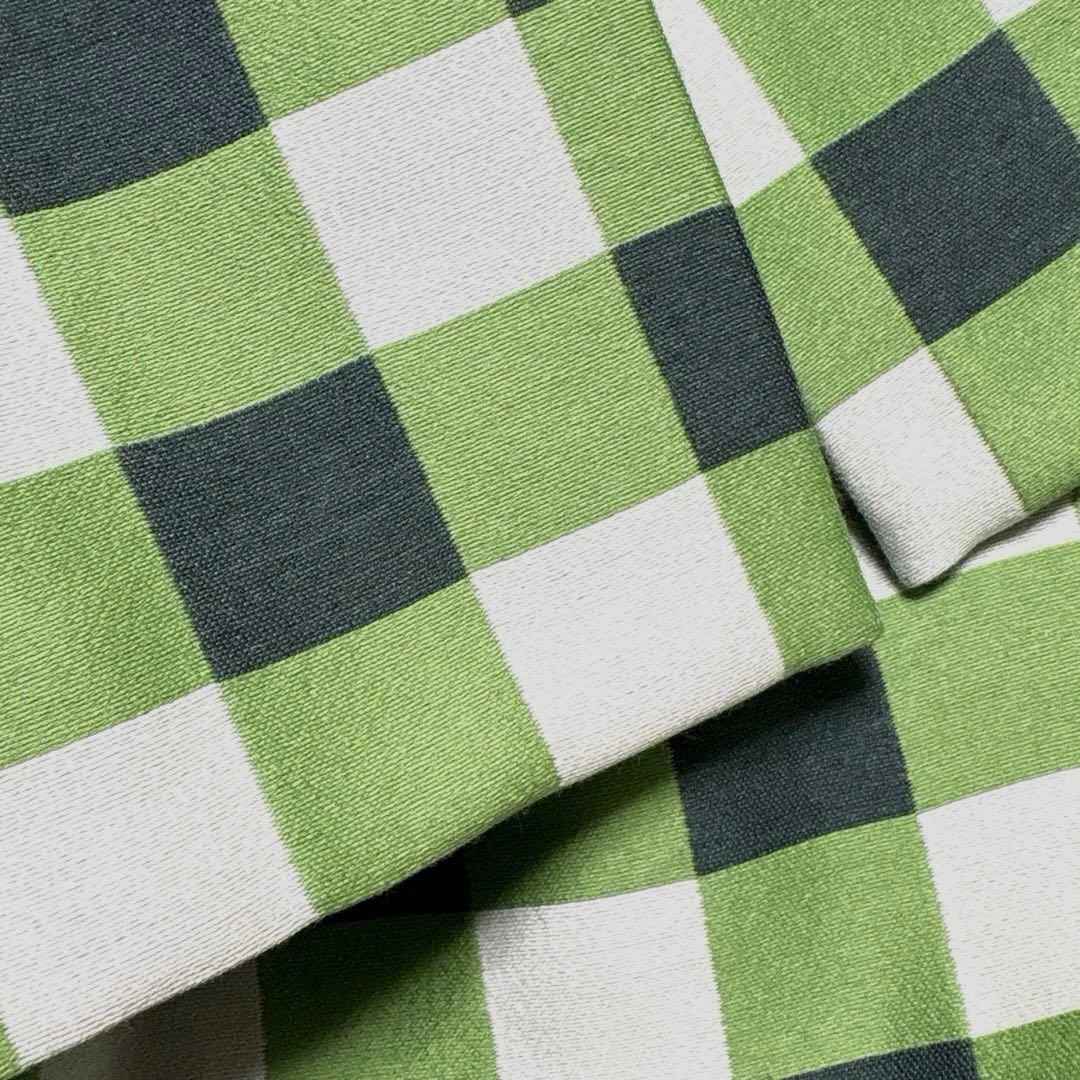 Drawer ウール シルク混タイトロングスカート グリーン チェック