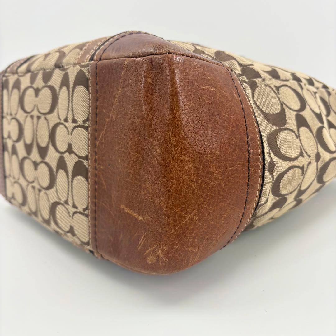 COACH コーチ シグネチャー トートバッグ 茶 キャンバス レザー　842