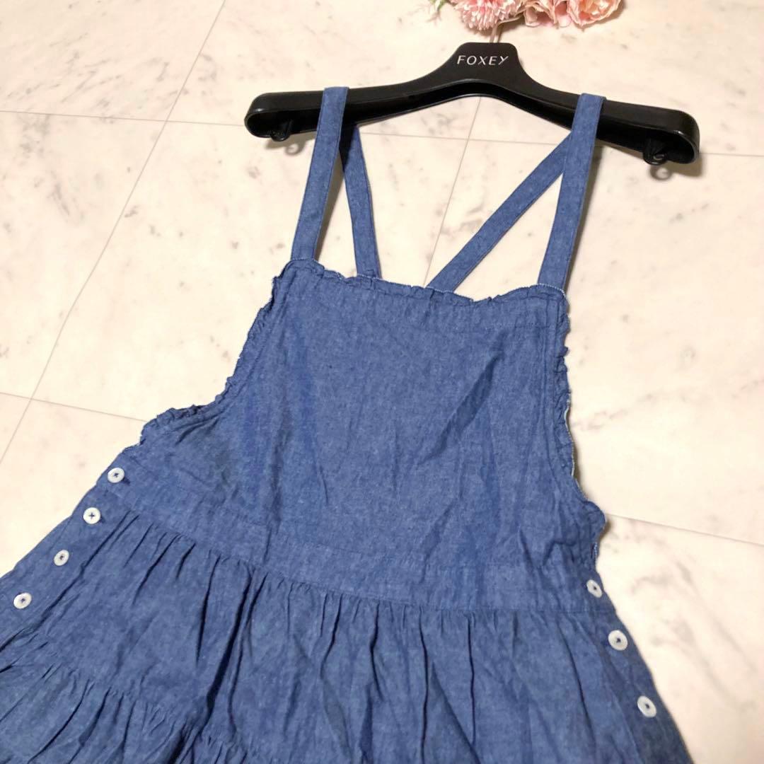 美品　ピンクハウス　24年　ひな菊ワッペン使いダンガリージャンパースカート