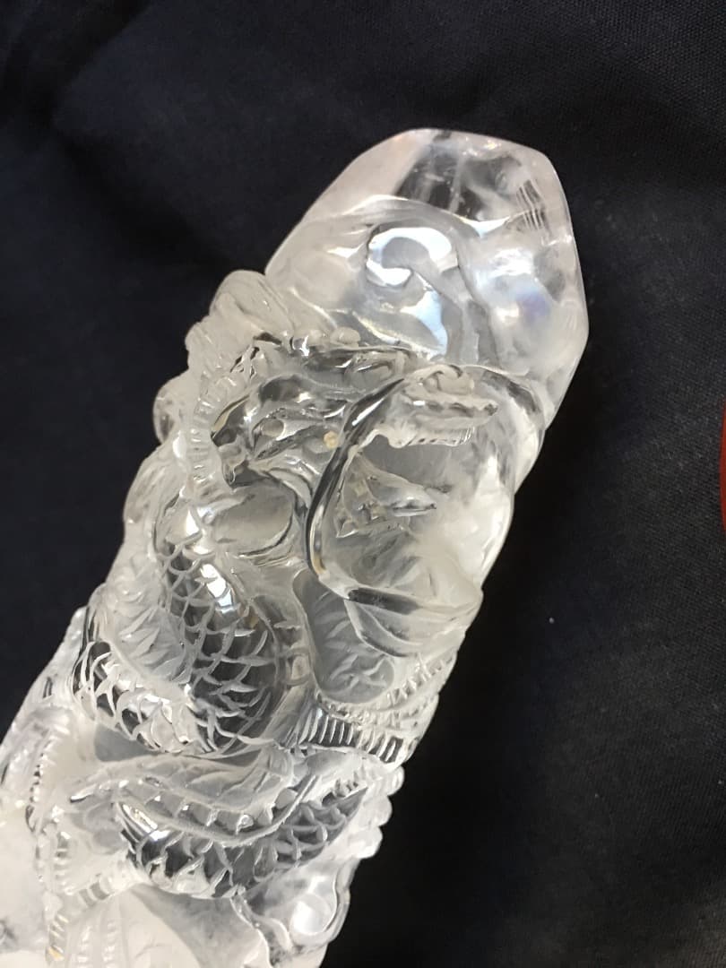 天然石 水晶  龍　彫刻　昇り龍　縁起物
