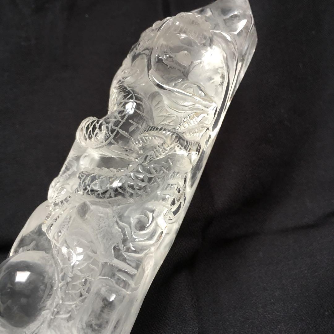 天然石 水晶  龍　彫刻　昇り龍　縁起物