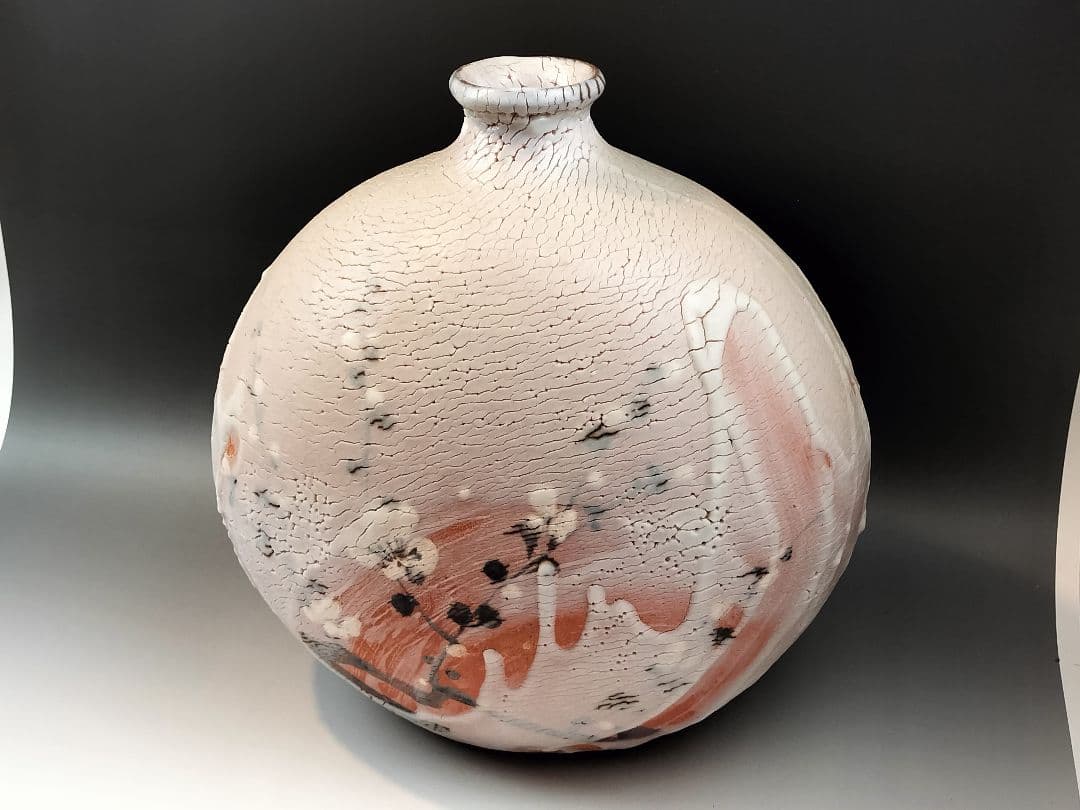 林正太郎　絵志野扁壺