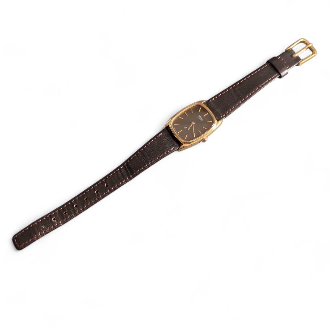 【稼働品・電池交換済】セイコー シャリオ レクタンギュラー 金ベゼル