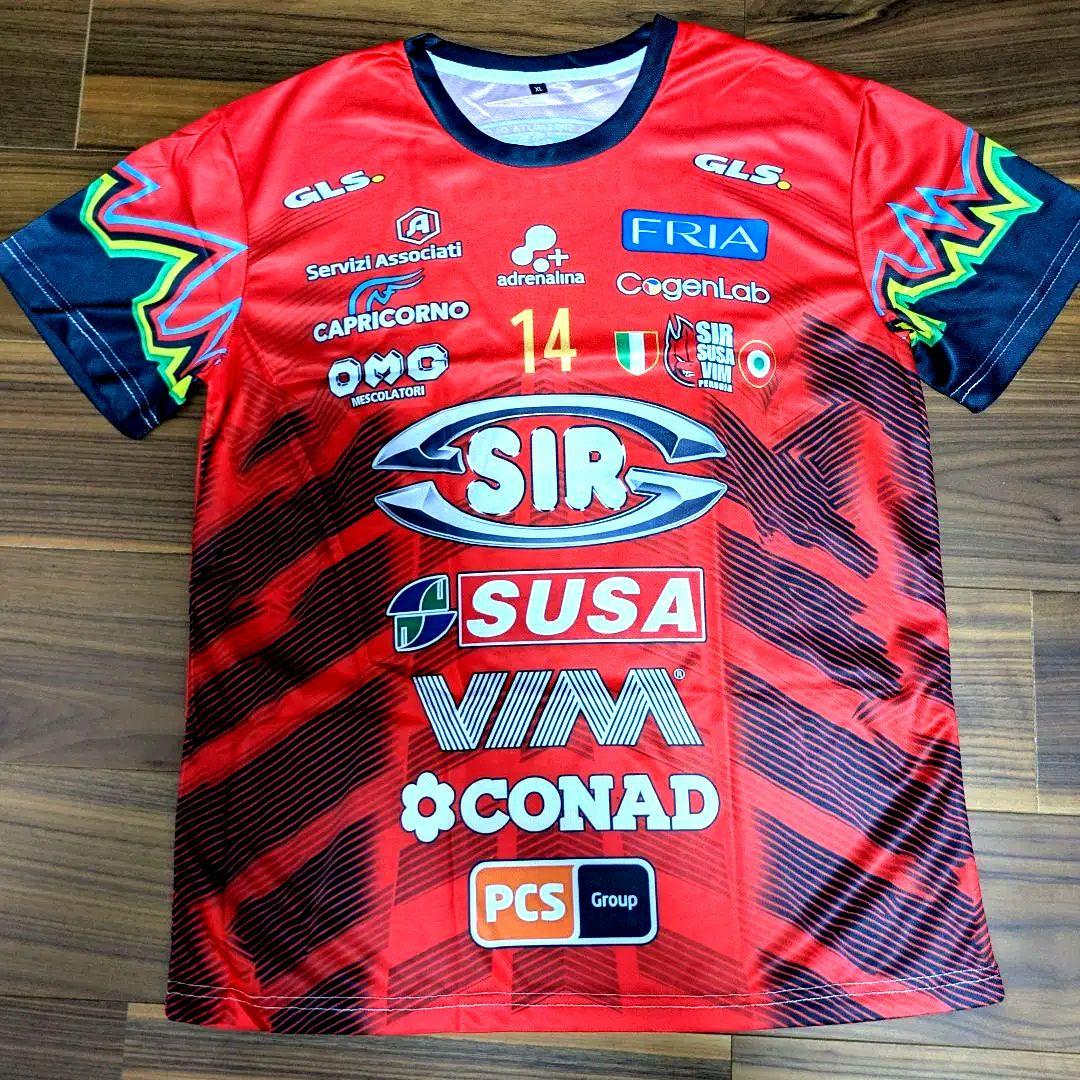 ☆石川祐希 ペルージャ　赤ユニフォーム　ゲーム　シャツ　バレーボール　ジャージ