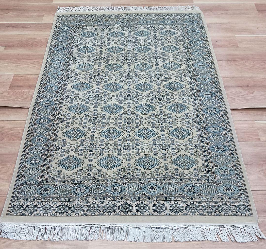 Y3359 パキスタン絨毯 ウール 手織り 大判179×125㎝