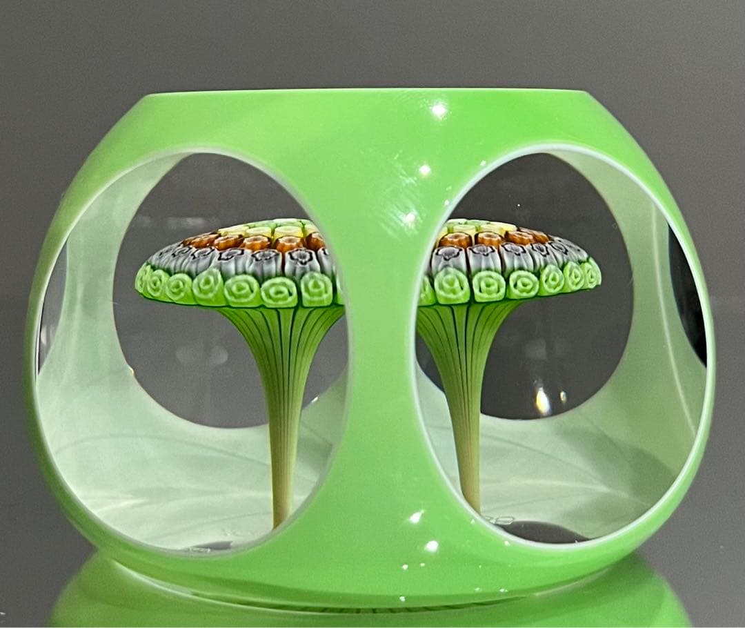 バカラ/※稀少色 極美品 ミルフィオリ マッシュルーム ペーパーウェイト