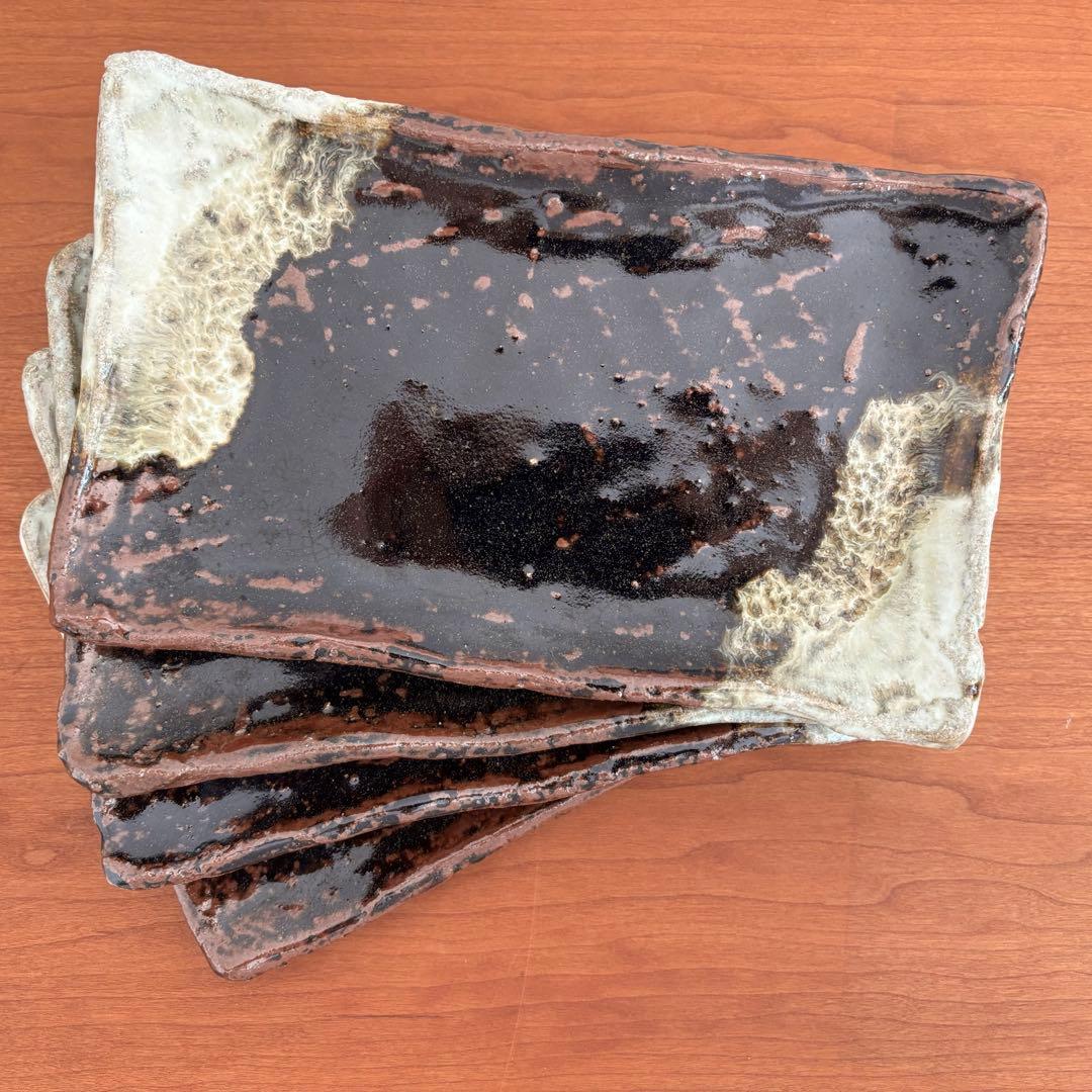 朝鮮唐津長方皿　唐津焼　４枚セット