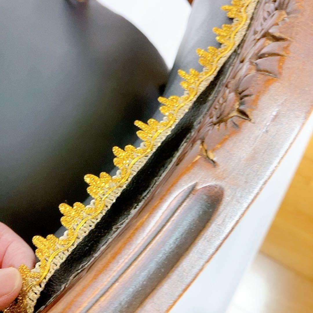 アンティーク　クラシックスタイル　アームチェア 猫脚　椅子　合皮　サロンチェア